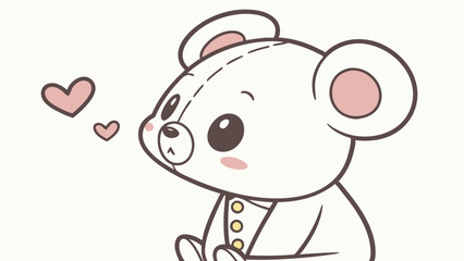 Sweet Dreams: A cute and cuddly teddy bear with big eyes and blushing cheeks, surrounded by hearts.  The perfect illustration for children's books, greeting cards, and social media posts. 