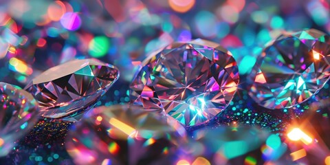 Prismatic Brilliance: Shiny Diamond Abstract with Colorful Lights