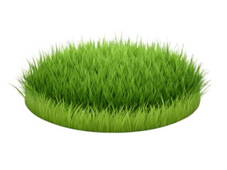 Circle background of green grass isolated on transparent background.