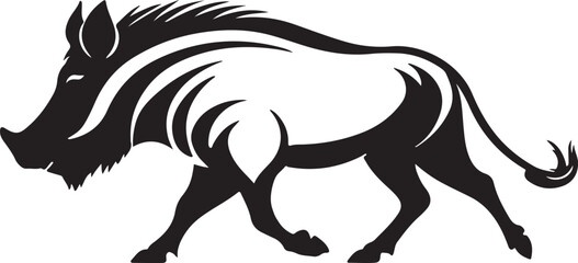 black and wight Wild boar logo type silhouette design