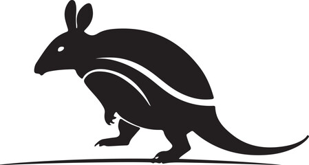 black and wight armadillo anteater logo type silhouette design