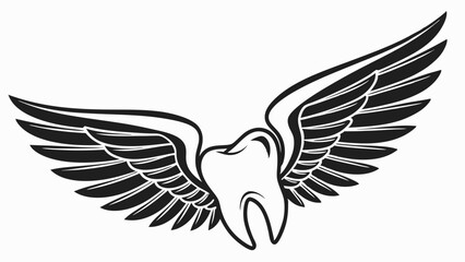 Tooth with Wings:  A powerful and symbolic illustration of a tooth with wings, representing strength, resilience, and freedom.  This design is perfect for dental clinics, dentists.