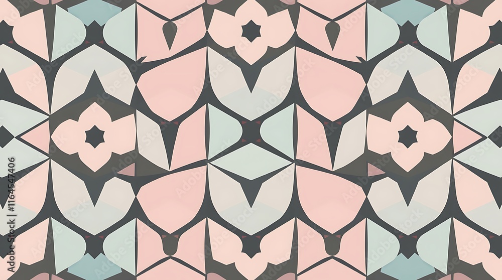Poster floral geometric seamless pattern: this captivating seamless pattern features a captivating blend of