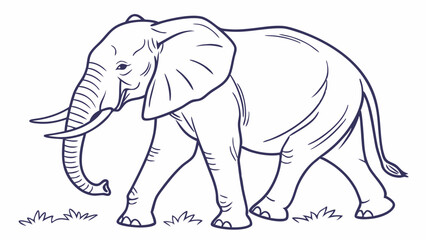 Majestic Elephant in Line Art Style 