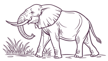 Majestic Elephant in Line Art Style 