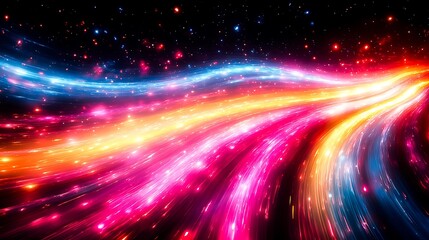 Naklejka premium Dynamic Neon Light Trails with Vibrant Colors and Motion Effects