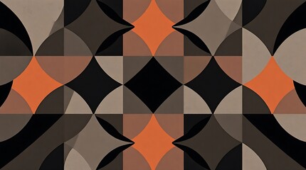 Geometric Abstract Pattern: Burnt Orange and Charcoal Grey Design 
