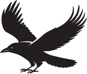 black and wight crow logo type silhouette design