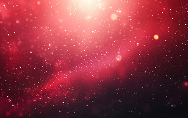 Obraz premium Red Background with Bokeh Lights and Stars: Festive and Radiant Glow