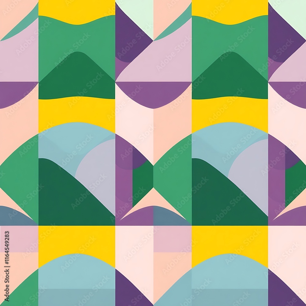 Poster abstract geometric pattern: a vibrant and playful pattern featuring overlapping geometric shapes in 