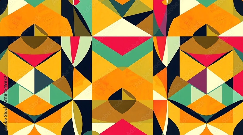 Aufkleber geometric abstract pattern: a vibrant and mesmerizing pattern of geometric shapes in bold colors, cr