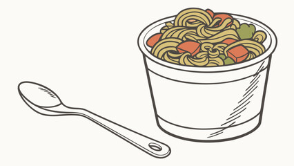 Noodle Delight: A comforting bowl of noodles with vegetables, ready to be enjoyed. Perfect for quick meals and on-the-go dining.