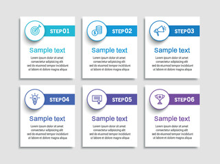 Business vector infographic design template with icons and 6 options or steps