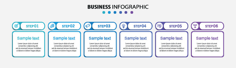 Business vector infographic design template with icons and 6 options or steps