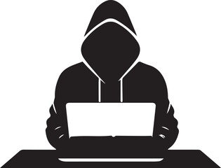 black and wight hacker logo type silhouette design