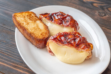 Bacon wrapped camembert