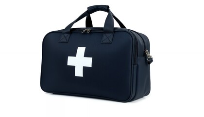 Obraz premium Sleek Navy First-Aid Bag: Minimalist Medical Kit with White Cross