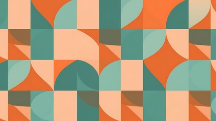 Geometric Abstract Pattern: Teal and Coral Design 