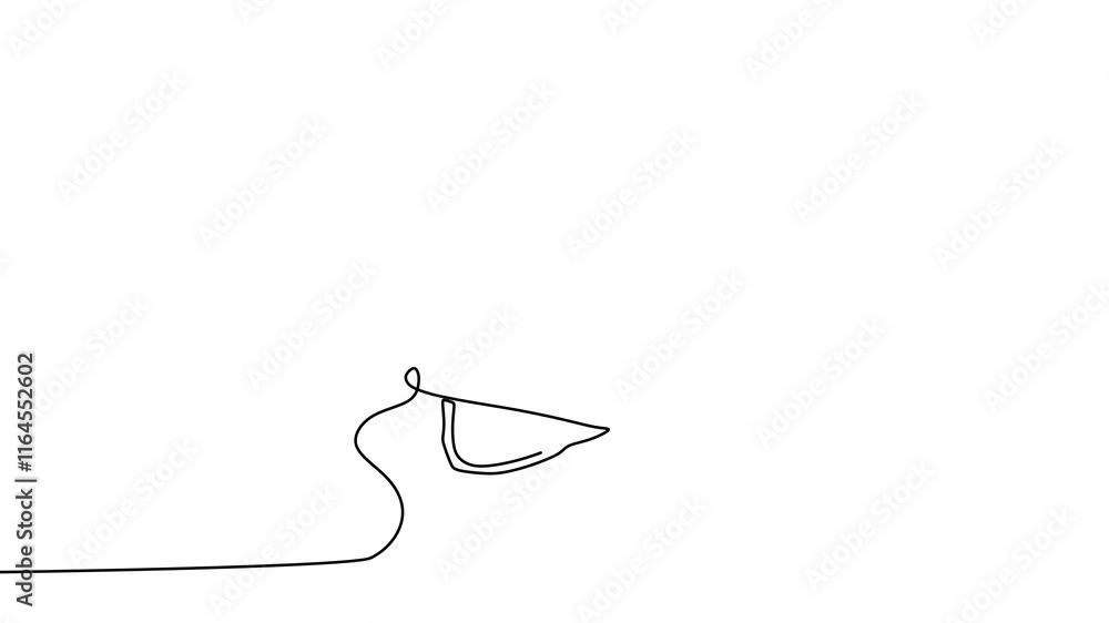 Poster construction helmet continuous line drawing animation, loop hand drawn stroke line art with motion v