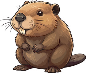 Cute Cartoon Beaver vector and illustration white color Background © Hazerabegum