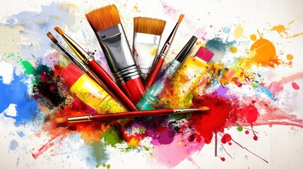 Obraz premium Creative Brainstorming Art Supplies Composition