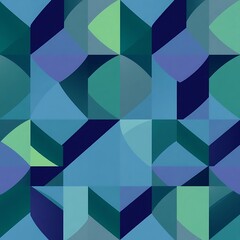 Abstract Geometric Pattern: A captivating blend of blue, green, and navy hues form a mesmerizing geometric pattern.