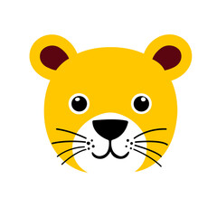Cute Cartoon Lion Face with Minimalist Design