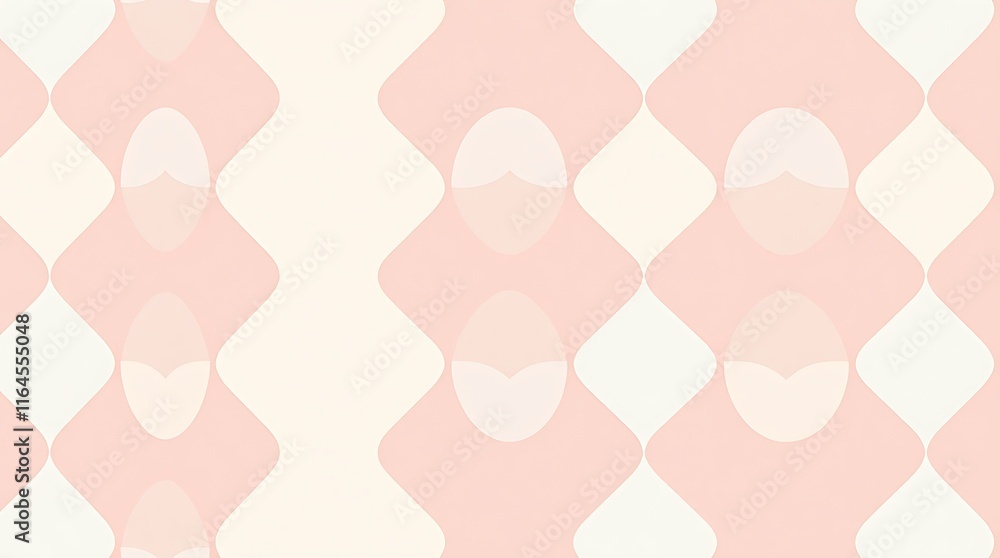 Poster pink and white geometric pattern: a delicate and calming pattern of soft pink and white geometric sh