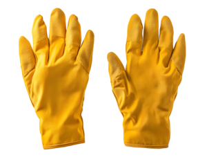 A pair of bright yellow gloves suitable for gardening or household chores