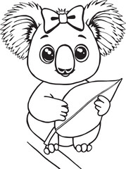Fototapeta premium Adorable Black and White Koala Coloring Pages