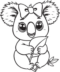 Fototapeta premium Adorable Black and White Koala Coloring Pages