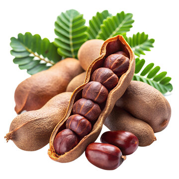 Tamarind with leaf isolated on transparent background