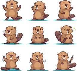 Cute Cartoon Beaver vector and illustration white color Background