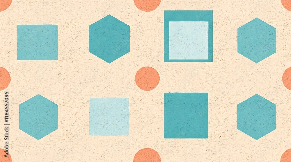 Aufkleber abstract geometric pattern: a delightful blend of turquoise shapes like squares and hexagons arrange