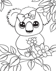 Fototapeta premium Adorable Black and White Koala Coloring Pages