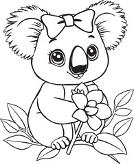 Adorable Black and White Koala Coloring Pages