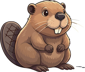 Cute Cartoon Beaver vector and illustration white color Background