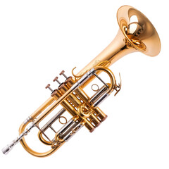 Obraz premium Golden Trumpet Brass Instrument Musical Instrument Close up Studio Shot Shiny Mu