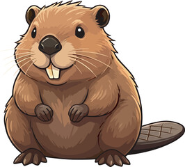 Cute Cartoon Beaver vector and illustration white color Background