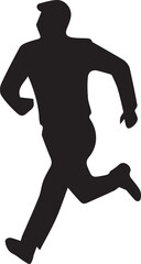black and wight man running logo type silhouette design