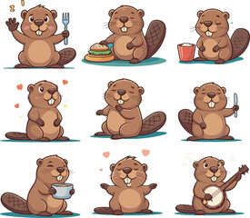 Cute Cartoon Beaver vector and illustration white color Background © Hazerabegum
