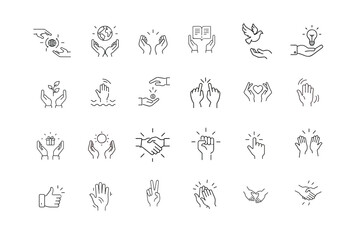 Set of Hand icon logo.