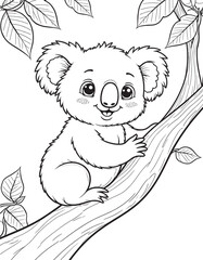 Adorable Black and White Koala Coloring Pages