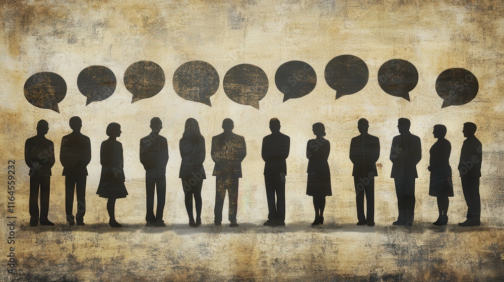 Poster optimistic team meeting with subtle background textures