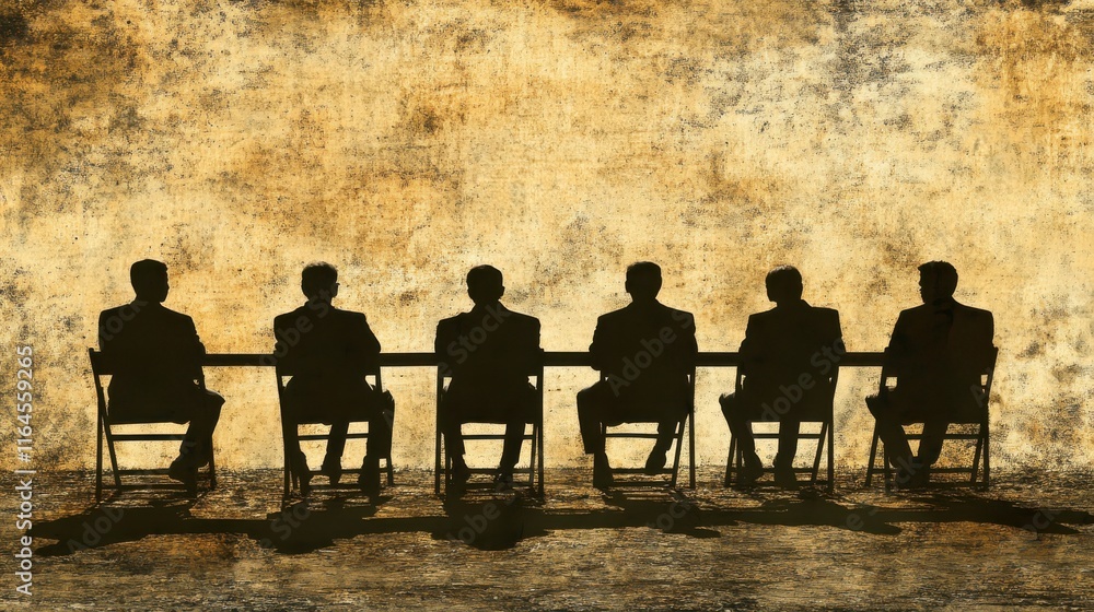Poster peer group meeting with optimistic tone and subtle textures