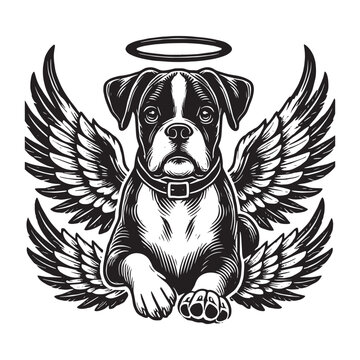 recommend clip art: Boxer Dog corgi Angel Wings & Halo Dog Memorial  Design Svg