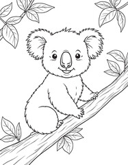 Adorable Black and White Koala Coloring Pages