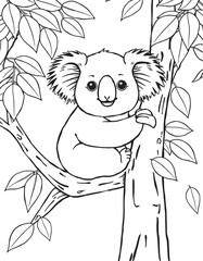 Adorable Black and White Koala Coloring Pages