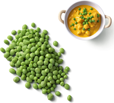 Vegetable Korma Peas scattered golden curry warm tones, Isolated on Transparent Background PNG Format, AI Generated, Clip Art Cutout Graphics Element Removed