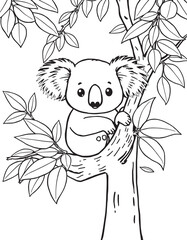 Adorable Black and White Koala Coloring Pages